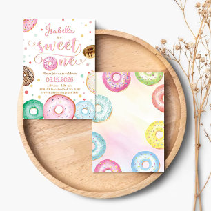 Sweet One Donut 1st Birthday Party Invitation