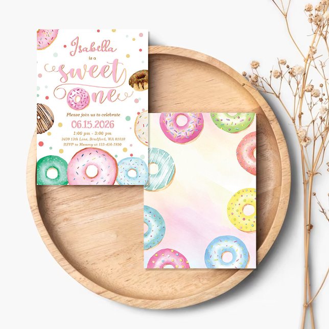 Sweet One Donut 1st Birthday Party Invitation (Creator Uploaded)