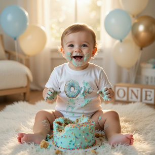 Sweet One Donut 1st Birthday Shirt   Pastel Blue 
