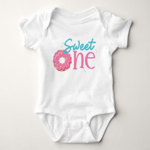 Sweet One Donut Baby Girl First Birthday  Baby Bodysuit
