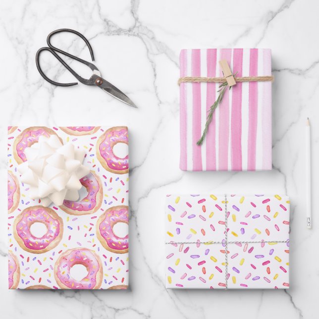 Sweet One Donut Birthday Gift Wrap (Front)