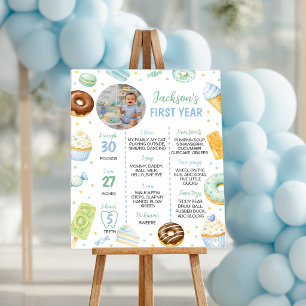 Sweet One Donut Birthday Party Photo Milestone Poster
