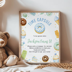 Sweet One Donut Birthday Party Time Capsule Sign