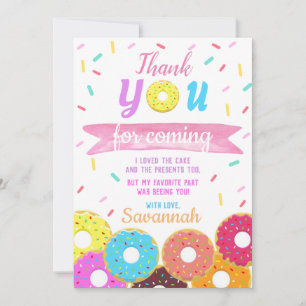 Sweet One Donut Birthday Thank You Card