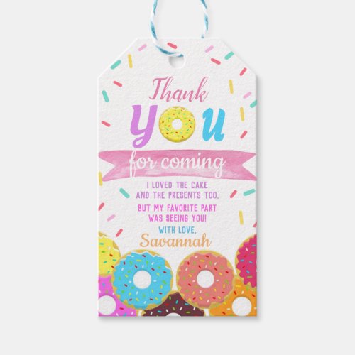 Sweet One Donut Birthday Thank You Card Gift Tags