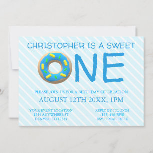 Sweet One Donut Boy 1st Birthday Invitation