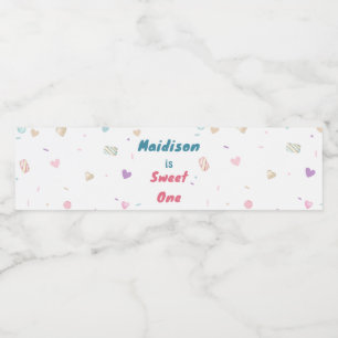 Sweet One Donut Cute Colorful Water Bottle Label