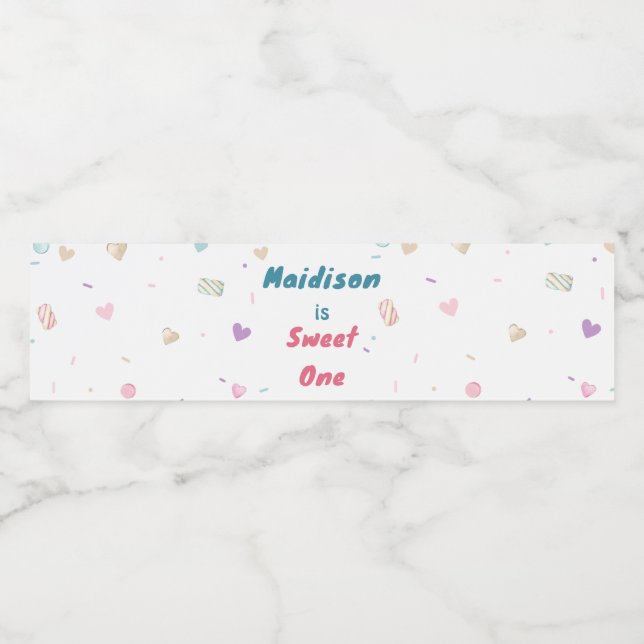  Sweet One Donut Cute Colorful Water Bottle Label (Single Label)