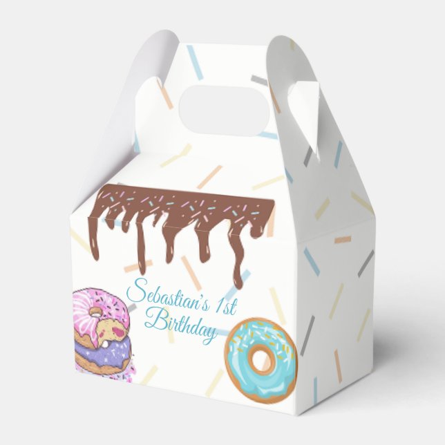 Sweet One Donut First Birthday Favor Boxes (Front Side)