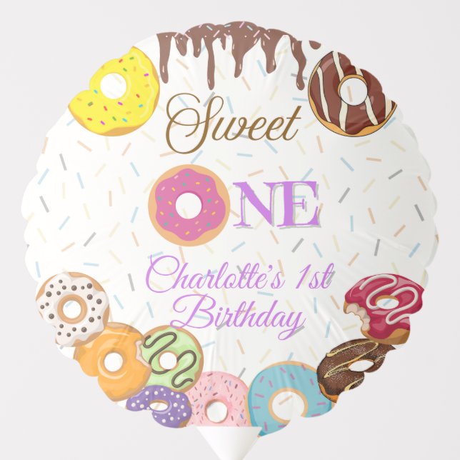 Sweet One Donut First Birthday Party Balloon (Front)
