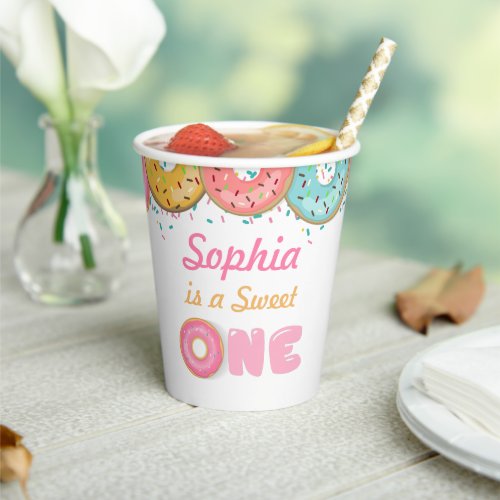 Sweet One Donut First Birthday Party Paper Cups