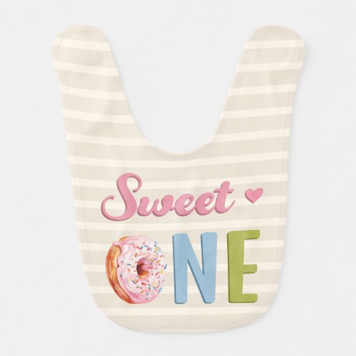 Sweet One Donut Girl 1st First Birthday Bday Party Baby Bib
