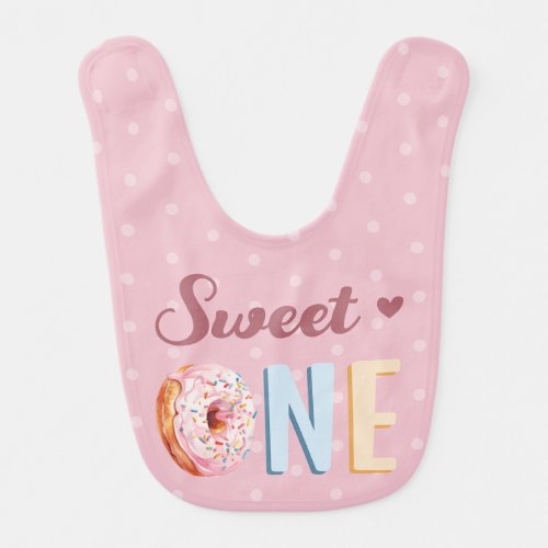 Sweet One Donut Girl 1st First Birthday Bday Party Baby Bib