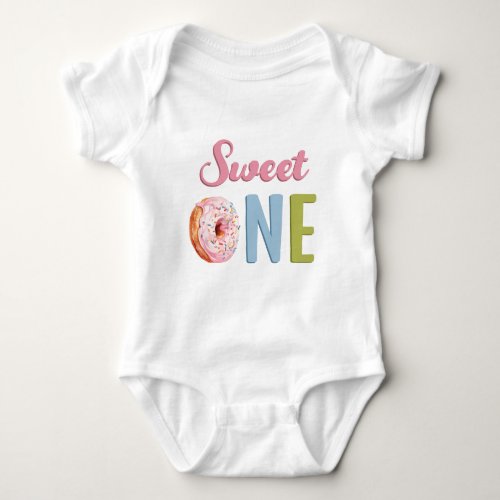 Sweet One Donut Girl 1st First Birthday Bday Party Baby Bodysuit