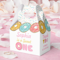 Sweet One Donut Girl First Birthday Party Favor Boxes