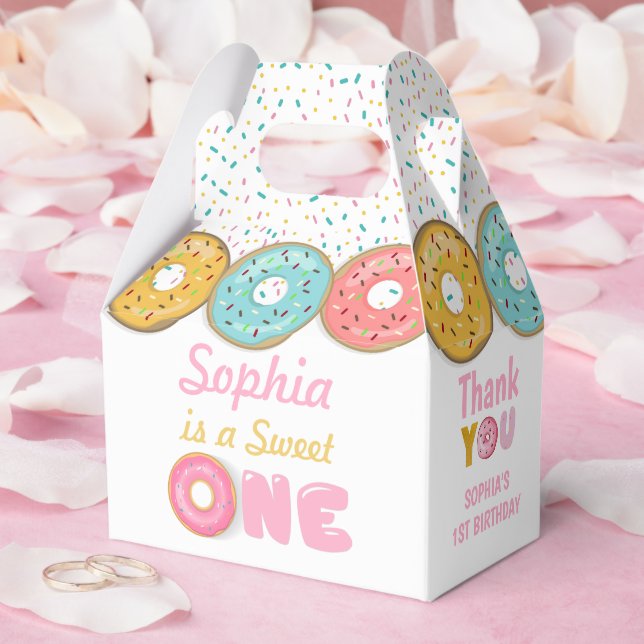 Sweet One Donut Girl First Birthday Party Favor Boxes (Wedding)