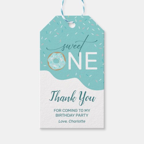 Sweet One Donut Girls 1st Birthday Thank You Gift Gift Tags