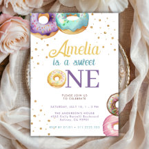 Sweet One Donut Gold Sprinkle 1st Birthday 