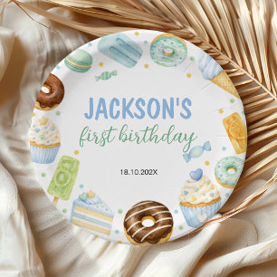 Sweet One Donut Pastel Birthday Paper Plates