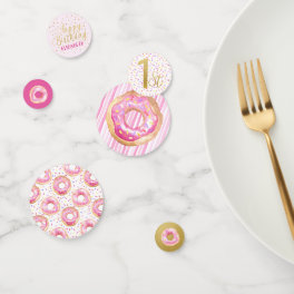 Sweet One Donut Pink & Gold Party Decor Confetti