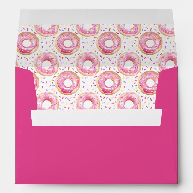 Sweet One Donut Pink Sprinkle Party Mailer Envelope (Back (Bottom))