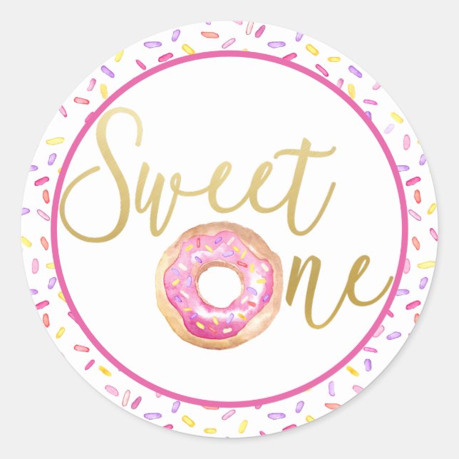 Sweet One Donut Sprinkle Party Favor Label (Front)