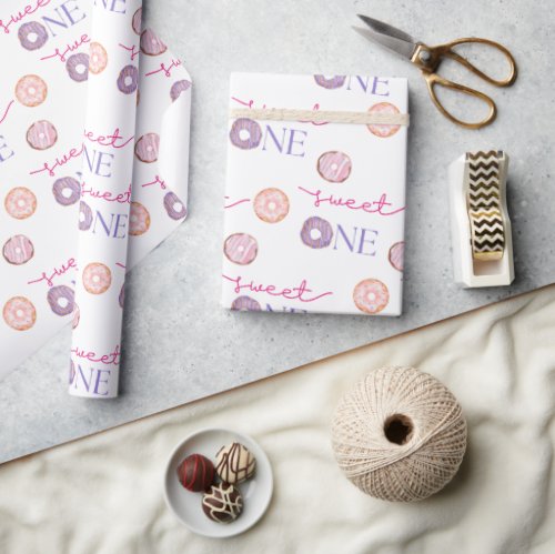 Sweet one Donut Theme Birthday Party Wrapping Paper