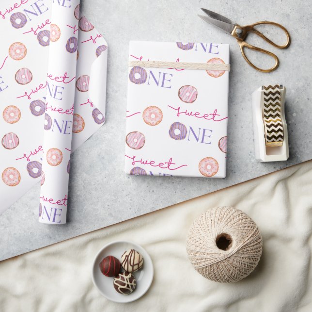 Sweet one Donut Theme Birthday Party Wrapping Paper (Crafts)