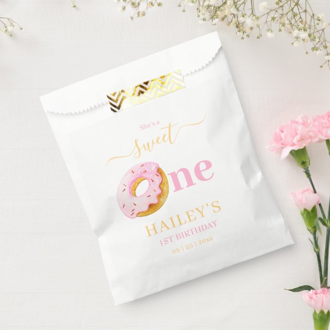 Sweet One Donuts Birthday Invitation, Girls 1st  Favor Bag (Sealed)