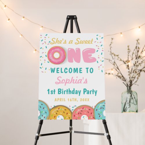 Sweet One Donuts First Birthday Party Welcome Foam Board