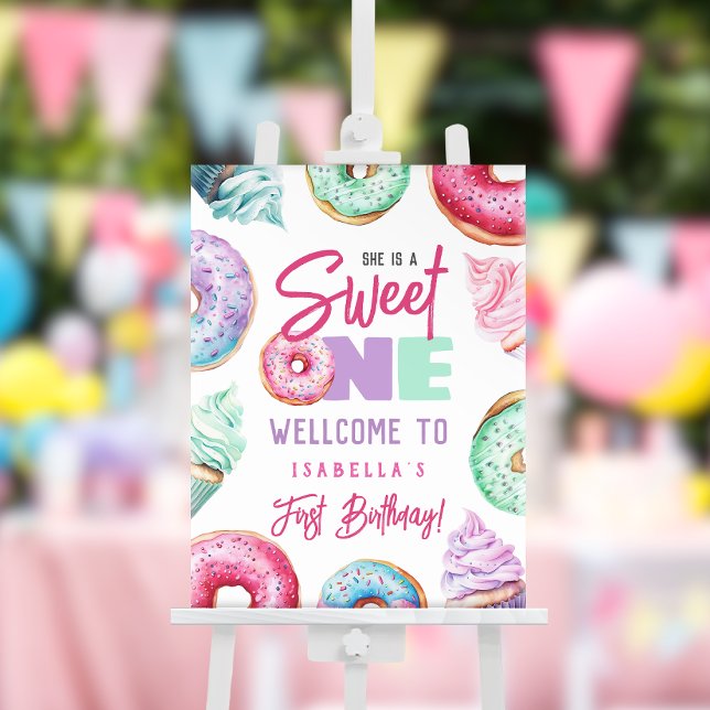 Sweet One Donuts Girl 1st Birthday Welcome Sign (Creator Uploaded)