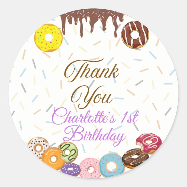 Sweet One First Birthday Favor sticker (Front)