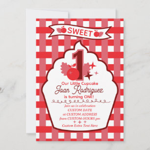 Sweet One First Birthday Gingham Photo Invitations