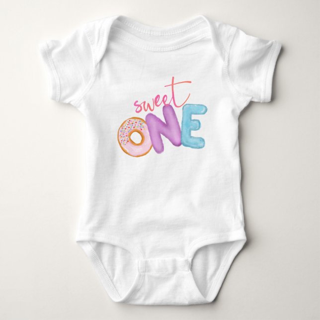 Sweet One First Birthday Girl Donut Theme Cute  Ba Baby Bodysuit (Front)