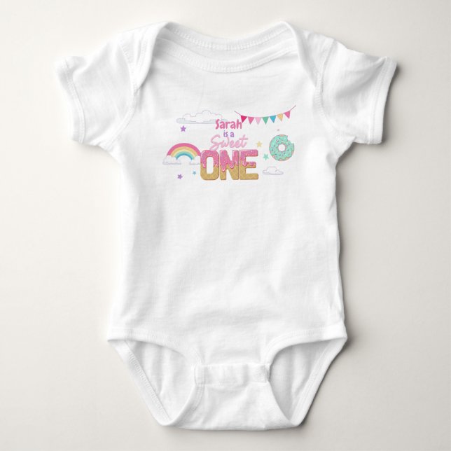 Sweet One First Birthday Girl Ice Cream Shop Baby  Bodysuit (Front)