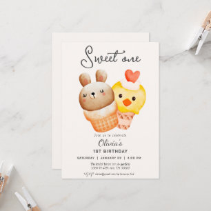 Sweet one first birthday invitation