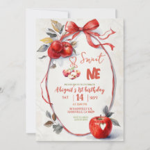 Sweet One First Birthday Invitation Apple Theme Gi