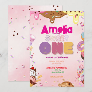 Sweet One First Birthday Invitation   Candy-Themed