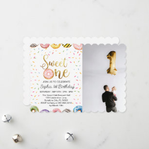 Sweet One First Birthday Invitation, Donut 1st Holiday Card