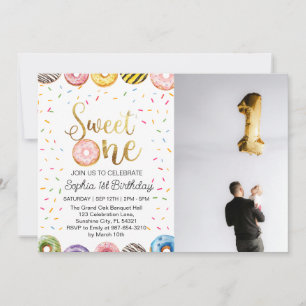  Sweet One First Birthday Invitation, Donut 1st  Holiday Card