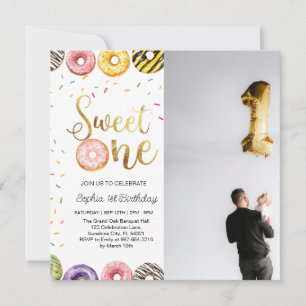  Sweet One First Birthday Invitation, Donut 1st  Holiday Card