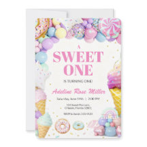 Sweet One First Birthday Invitation | Pastel Donut