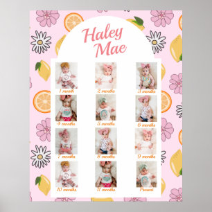 Sweet One First Birthday Monthly Photos Poster