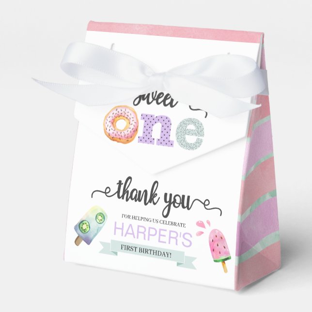 Sweet One First Birthday Party Favor Box (Front Side)