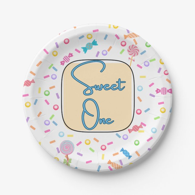 Sweet One First Birthday Party Plates (Front)