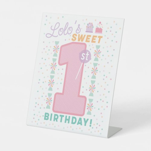 Sweet One First Birthday pedestal sign