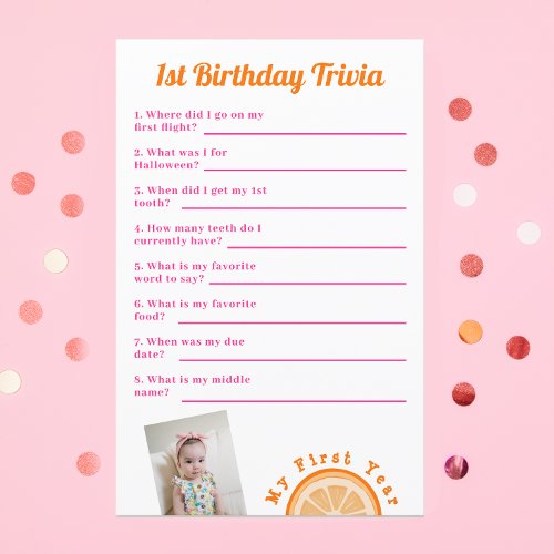 Sweet One First Birthday Trivia Game