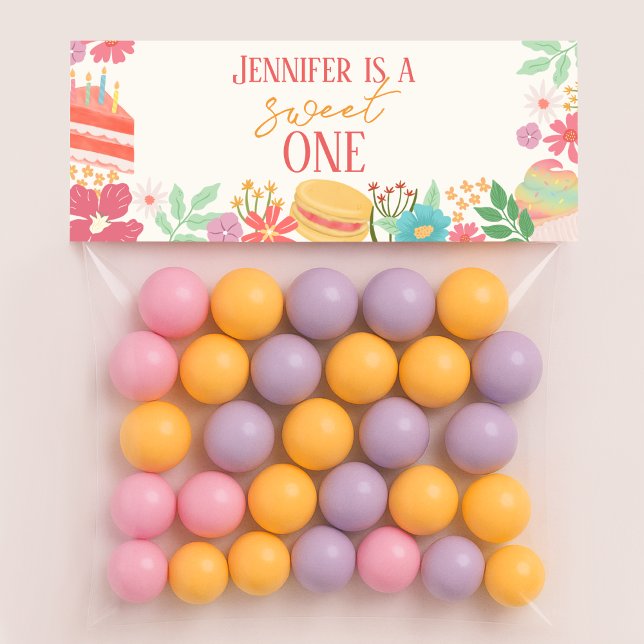 Sweet One Floral Dessert Goodie Treat Bag Topper Note Card (Creator Uploaded)