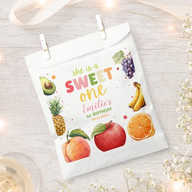 Sweet One Fruit 1st Birthday Bash, Summer Party Favor Bag (Clipped)