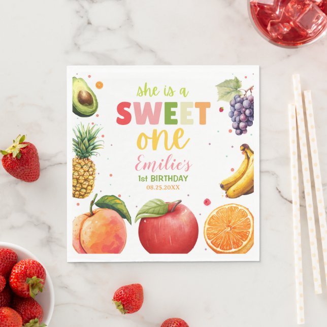 Sweet One Fruit 1st Birthday Bash, Summer Party Napkins (Insitu)